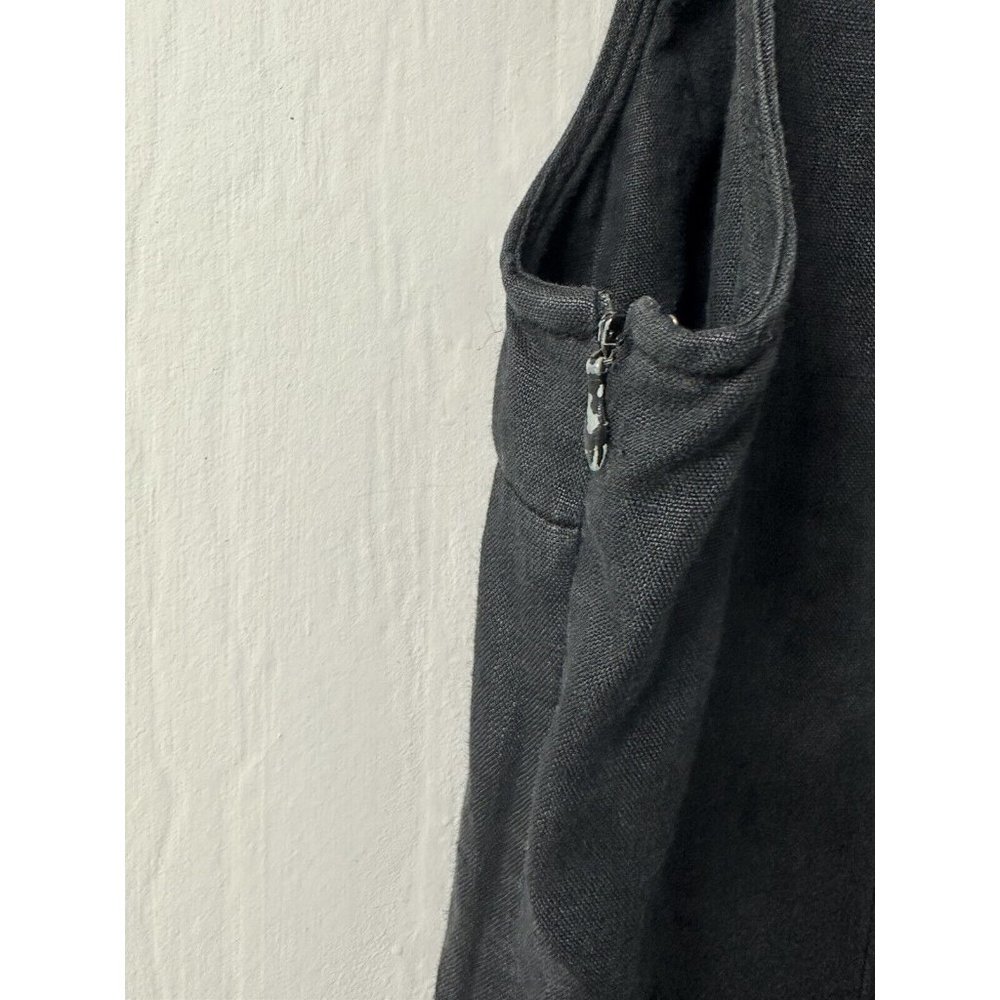 Adrienne Vittadini Women's Sleeveless Ruffle Dress Size 8 Black 100% Linen Woven - Picture 5 of 5
